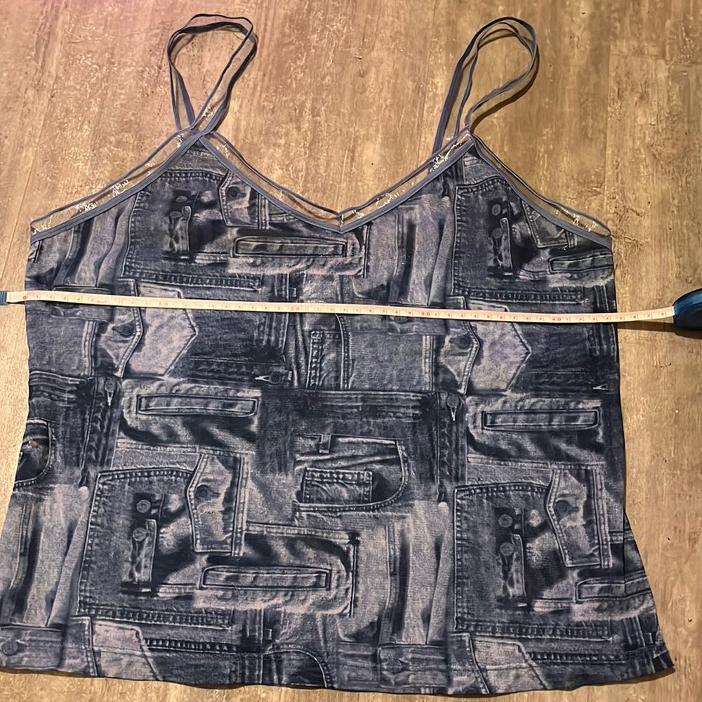 Vintage No Boundaries mesh denim pattern tank top size XL